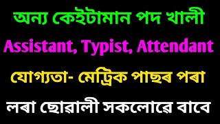 New jobs in Assam || assistant, attendant, typist , Tezpur university recruitment 2019