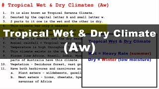 Koppen Scheme - Tropical Wet & Dry Climate (Aw) | UPSC IAS Geography