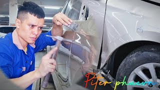 How to fix dents on an Accent hit by a motorbike | Piter phucvn