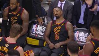 Unseen & Uncut Footage of LeBron & JR Smith after Smith's mistake in GM1