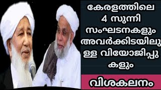 കേരളത്തിലെ നാല് സുന്നി സംഘടനകളും അവർക്കിടയിലുള്ള അഭിപ്രായ വ്യത്യാസങ്ങളും