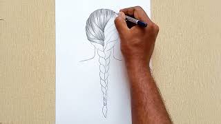 How to draw easy hair braids || How to draw a girl plat || #art 10