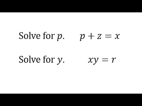 Solving One Step Literal Equations - YouTube