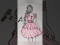 how to a draw girl with beautiful pink dress pinkfrock girlsketch backsidegirldrawing viralshorts