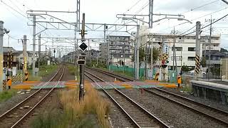 【駅そば踏切】常磐線佐貫(現在、龍ケ崎市)駅より岩沼方の踏切の動き（上り普通列車2番線到着）