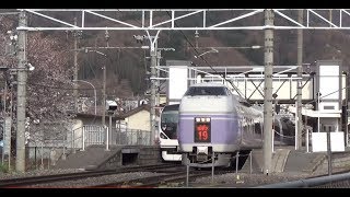 【E351系　E257系】中央東線　特急スーパーあずさ　\u0026　あずさ　5　　あずさ26号　スーパーあずさ19号　下諏訪駅にて行き違い。