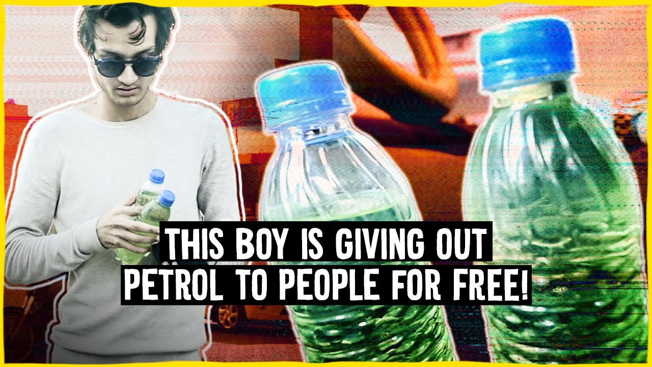 This boy is giving out petrol to people for FREE!
