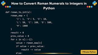 How to Convert Roman Numerals to Integers in Python