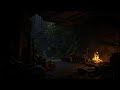 No Ads, 12 Hours in a Hidden Cozy Cave | Bonfire & Rain Ambience – A Calm Haven Amid the Storm 🌧️🔥