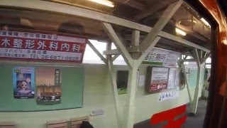 阪堺電気軌道上町線、住吉公園駅発最終列車モ１６１乗車、帝塚山四丁目➡︎帝塚山三丁目車内光景