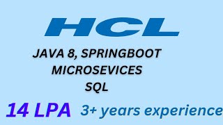 HCL Technologies 3 Years Interview Experience | Java | Spring Boot | Microservices | SQL