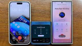 iPhone 15 ProMax vs Samsung S24 Ultra Siri vs Bixby Outgoing Call to Moto Razr 40 Ultra + Conference