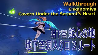 【原神】経路ガイド/淵下宮/蛇心の地/地下空洞への行き方2ルート [route guide,enkanomiya,serpent's heart underground]