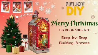 FIFIJOY Merry Christmas DIY Book Nook Bookshelf Insert || Assembly Process - Relaxing Video