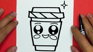 HOW TO DRAW CUTE HOT DRINKING COFFEE,THING TO DRAW