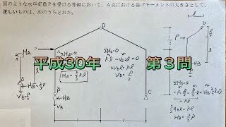 【構造設計一級建築士が過去問解説】一級建築士　構造力学平成30年第3問　スリーヒンジラーメンをわかりやすく解説