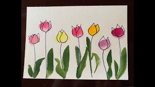 初心者必見🌷水彩画でチューリップを描く簡単な方法 🌷 watercolor painting, beginner