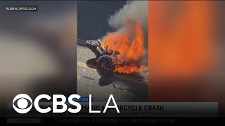 Long Beach family speaks after fiery motorcycle crash leaves 2 hospitalized