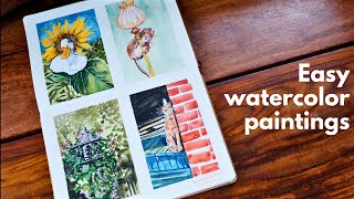 Watercolor painting | Sketchbook page idea | Relaxing art video | Easy painting ideas