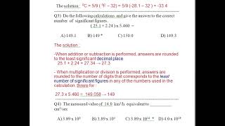 Chemistry 101,Exams Questions , Chapter 1  Matter and Measurment