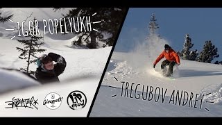 Sheregesh backcountry snowboarding.