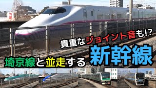 【並走新幹線　ジョイント音⁉︎】埼京線と並走する新幹線を楽しむ！貴重なジョイント音も聞ける！？　（一部速度付き）　#shinkansen