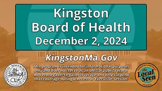 Kingston Board of Health: 12/2/2024