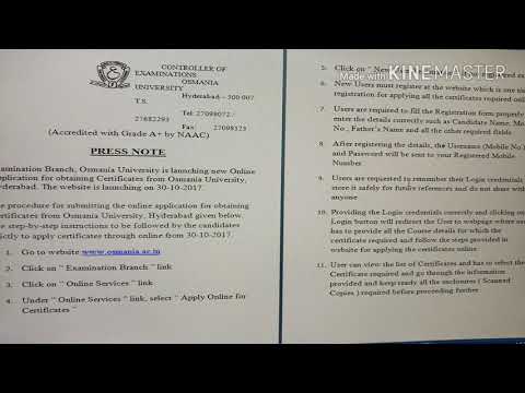Get certificates from osmania University online Get certificates from osmania University online