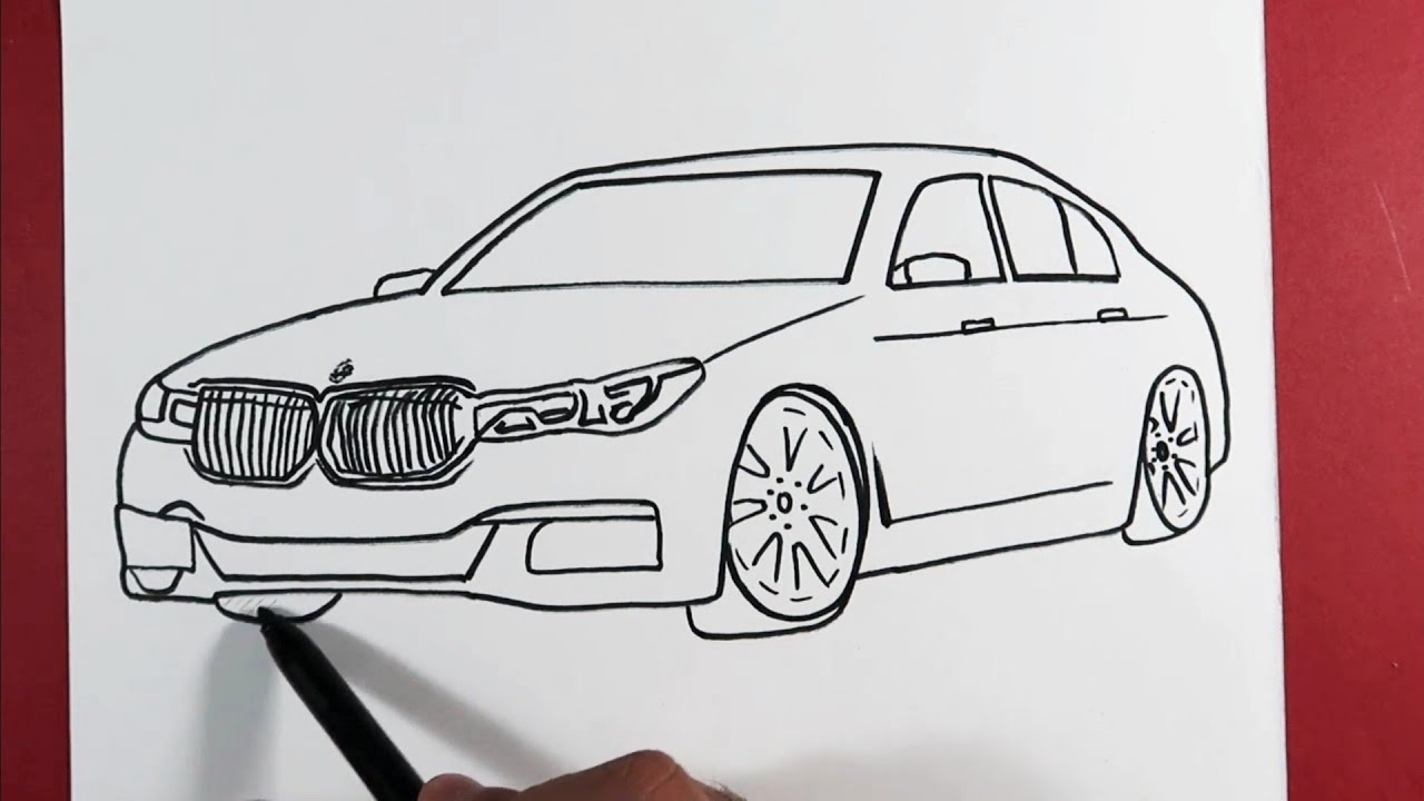 How To Draw Bmw Car Step By Step / Araba Çizimi Kolay Bmw - YouTube