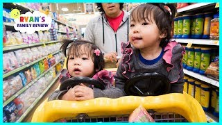 Emma and Kate Pick our Grocery Shopping!!! Healthy or not with Ryan Kid Size Shopping Cart!!!