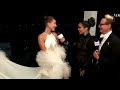 Hailey Bieber being interviewed by Vanessa Hudgens for Vogue at Met Gala 2022