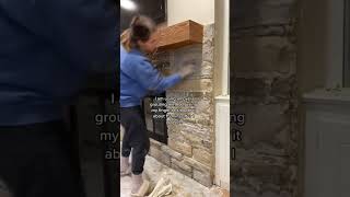 Veneer stone installation | DIY fireplace