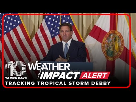 El gobernador Ron DeSantis proporciona información actualizada sobre la tormenta tropical Debby