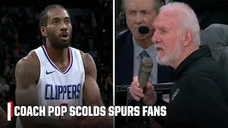 Spurs fans boo Kawhi Leonard, Popovich grabs mic and scolds the crowd | NBA on ESPN