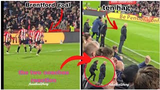 Erik Ten Hag reaction to Brentford equalizer 5mins after Manchester united goal | so frustrating😓😓