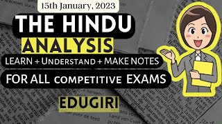 The Hindu Analysis 15th January, 2023 For beginners/Editorial/Vocab CDS/CUET/CLAT/NDA/LLB/SET/SSC