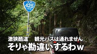 🌴デリカD5🌴 林道遠征③ 酷道 えっ！これ国道だったの？ 目的の林道に向かう道が林道だったので撮影していたら断崖絶壁の激狭国道だった！