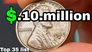 Top 35 most Valuable pennies Lincoln One cent from 1927 to 1929 coins list of most expensive pennies