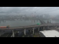 Dark gloomy winter wonderland 4K Drone footage Downtown Portland view