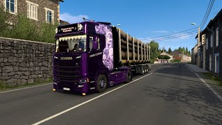 Ets 2 1.52 trajet Chaptelat Rodez avec des grumes de @hdts_creations_10 😊