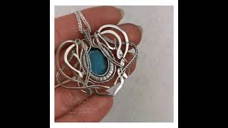 Labradorite Wire wrapped pendant. Wire wrapping. Silver necklace. Anniversary gift ideas.