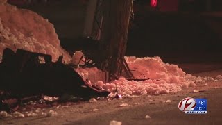 Lincoln Crash Snaps Utility Pole in Half