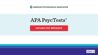 APA PsycTests - Explore Test Metadata - EBSCO