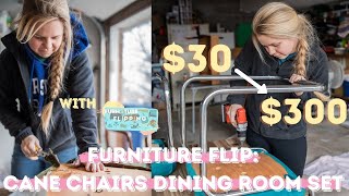 | DIY Cane Chair Makeover | Flipping a Mid Century Modern Dining Set | FURNITURE FLIPPING TEACHER |
