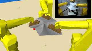 Cooperating Robot Simulation with Visual Components