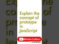 Explain the concept of prototype in JavaScript #javascript #javascripttutorial #software #interview