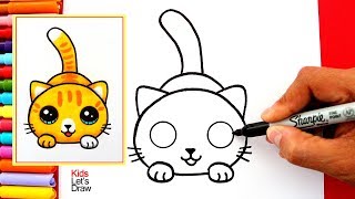 Aprende a dibujar un GATO KAWAII fácil | How to Draw a Cute Kitten Easy