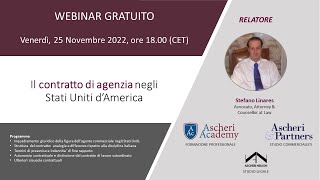 Webinar: Il Contratto di Agenzia negli Stati Uniti d'America