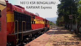 FULL JOURNEY of SWR's 16513 KSR Bengaluru - KARWAR Express (via Kunigal) ~ INDIAN RAILWAYS