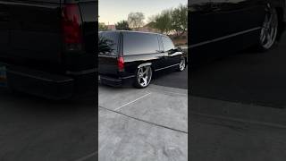 Glossy Black OBS 2 Door Tahoe Tuckin Intro Wheels 🎱 #obschevy #obs #chevytahoe #tahoe #intros